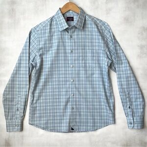 UNTUCKit Shirt Mens Large Long Sleeve Button Plaid Wrinkle Free Slim Blue Cotton